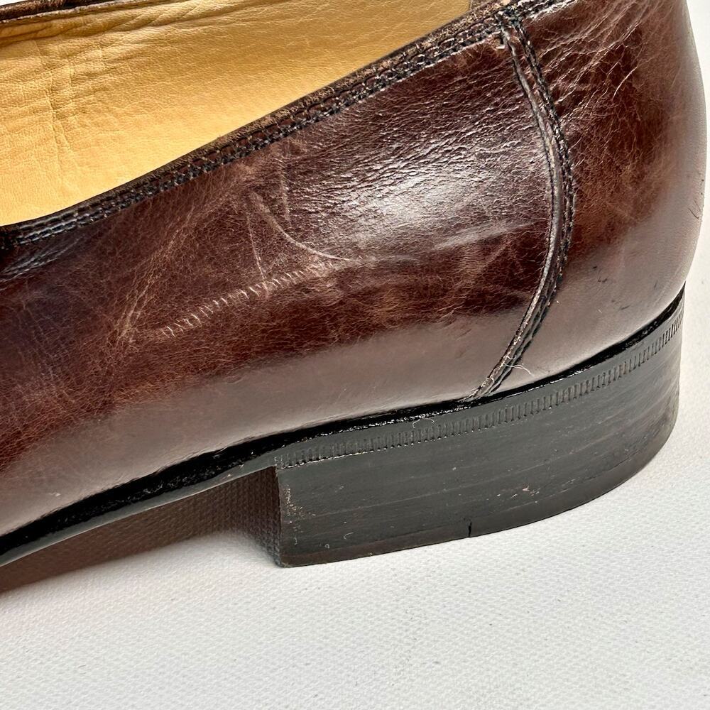 Vintage Bruno Magli Mens Burgundy leather Italian Loafers Size 8M Exotic skin - Picture 15 of 16